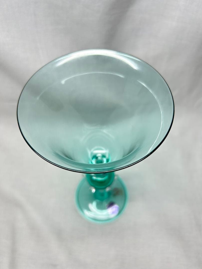 ベネチアングラス　ブライトグリーン透明ガラスフラワーベース Vetri製