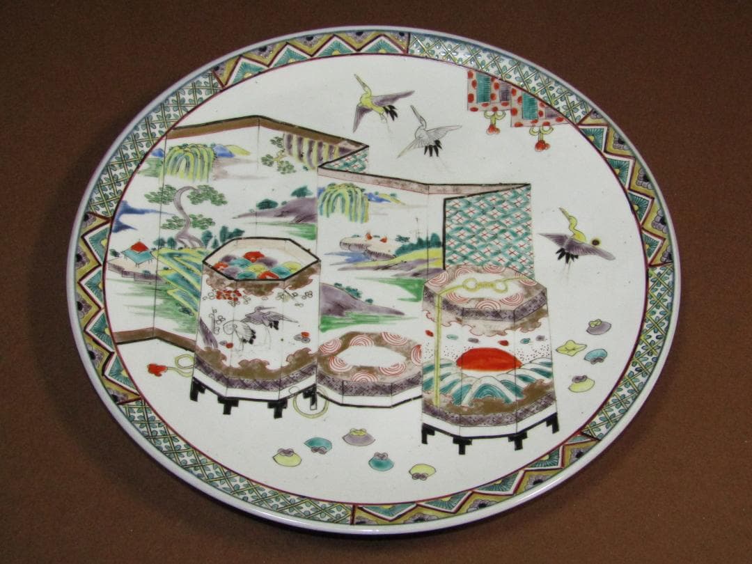 【色絵　時代貝合わせ・貝桶図　一尺三寸皿】古伊万里