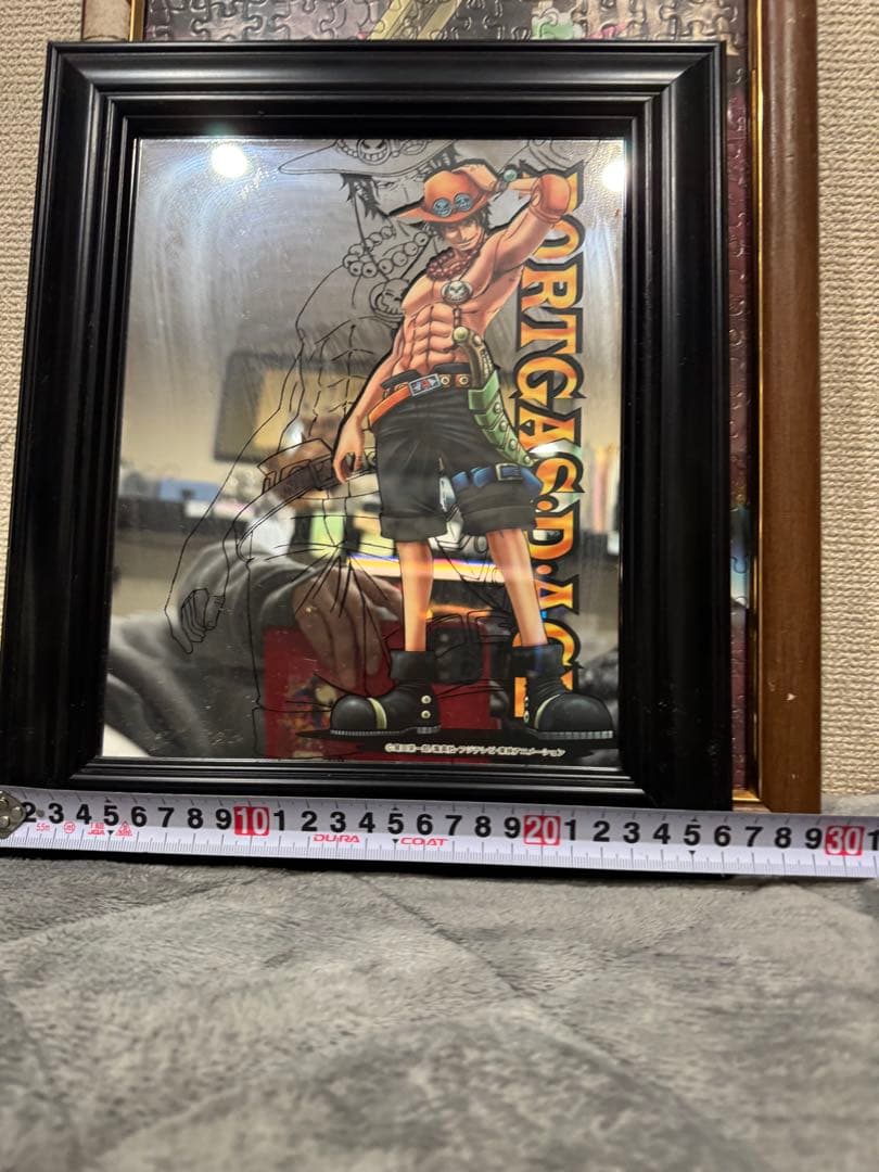 ワンピース エース ミラーフレームアート 約30cm x 25cm