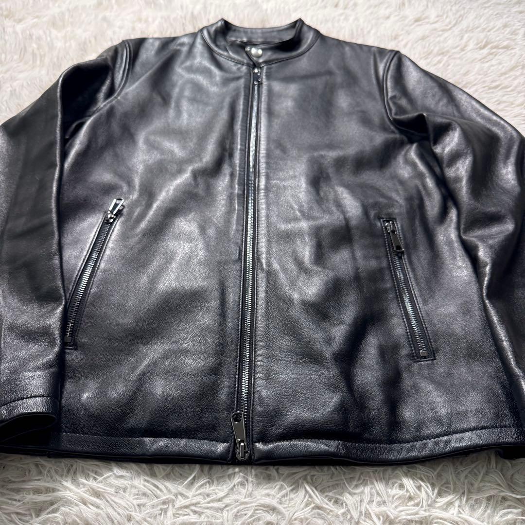 極美品✨エディフィス　ライダースジャケット　シングル　ダブルジップ　羊革　黒　L