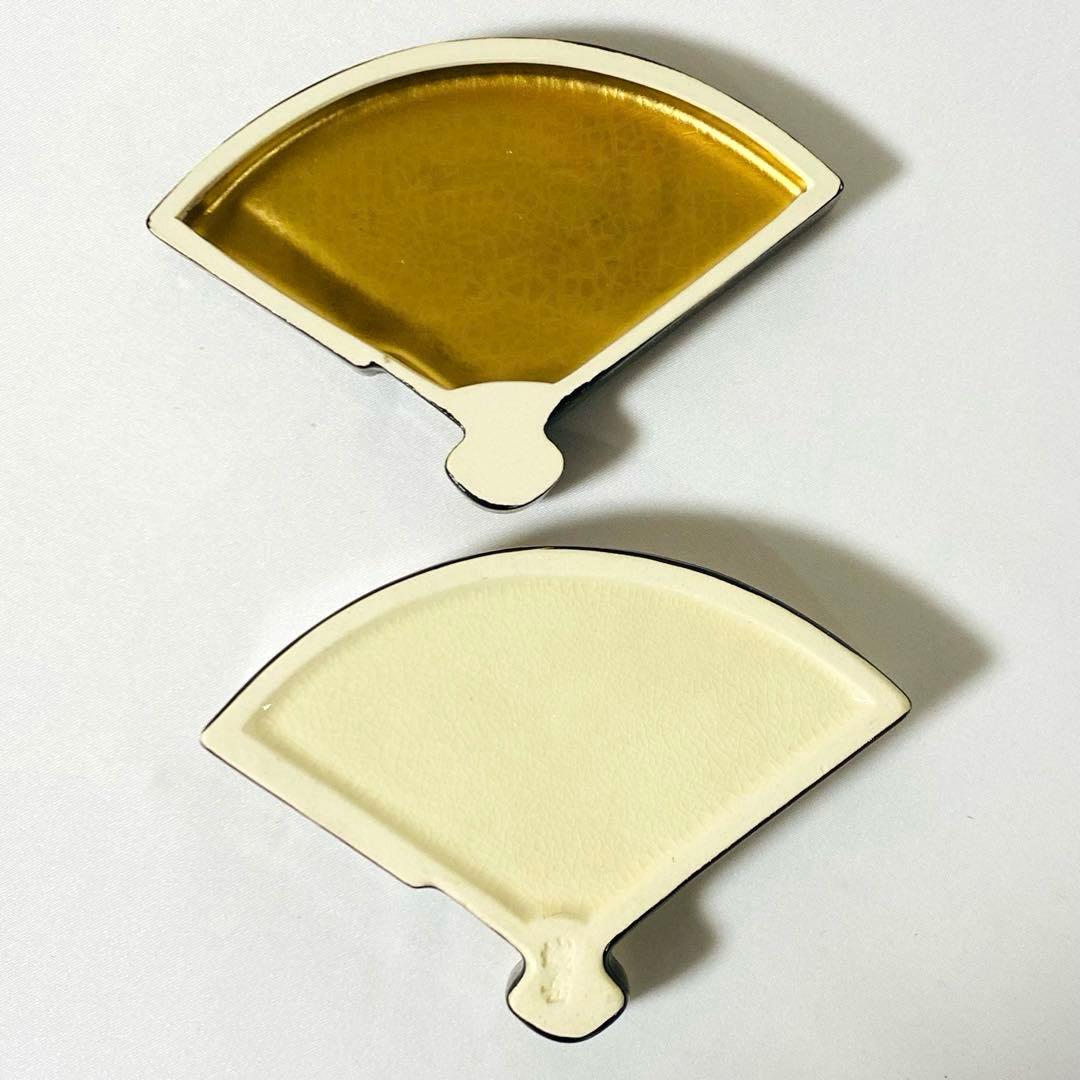 橋本城岳 造 色絵末広 香合 京焼 茶道 茶道具 陶器 小物入れ