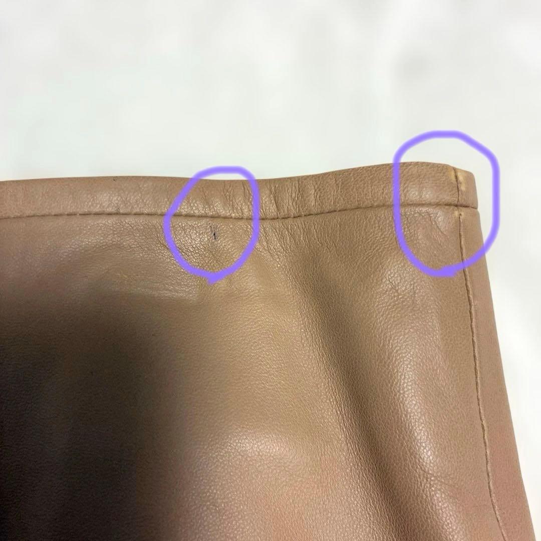 未使用✨LOEWE✨ロエベ ラムレザースカート 羊革 ベージュ　44
