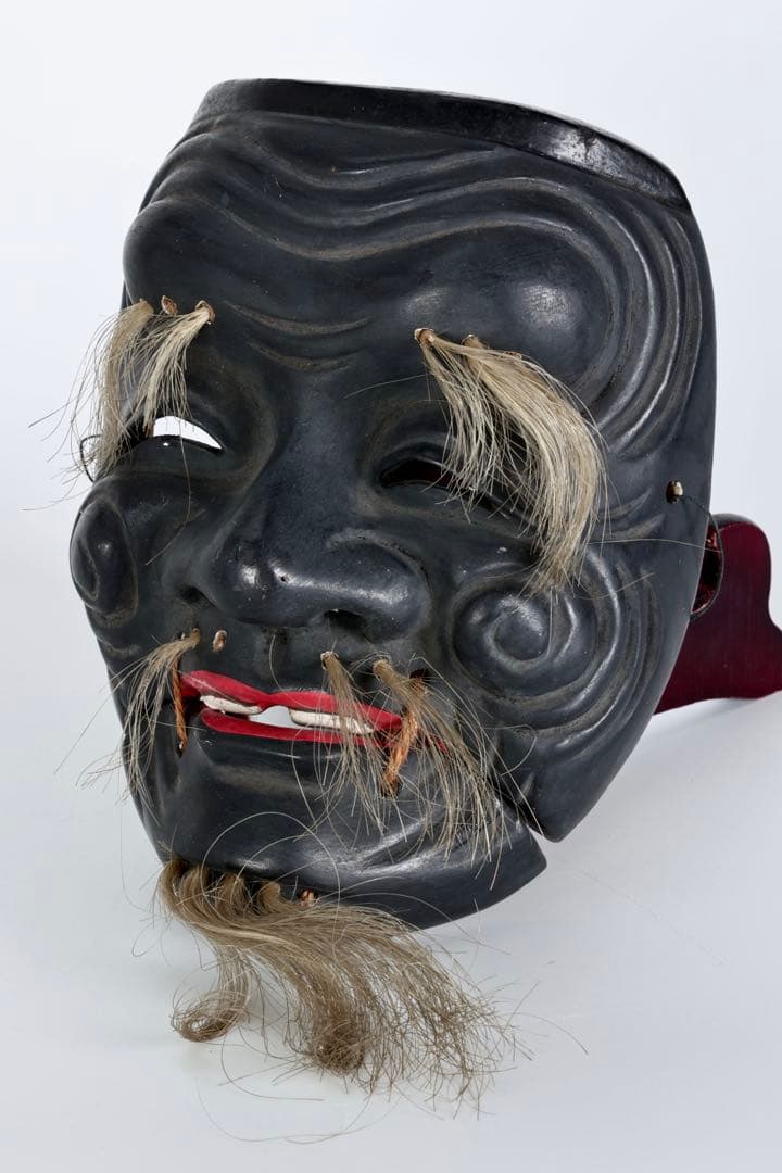 黒式厨 黒翁 能面 木彫 在銘 羽生 狂言 能楽 古美術 骨董品 時代面