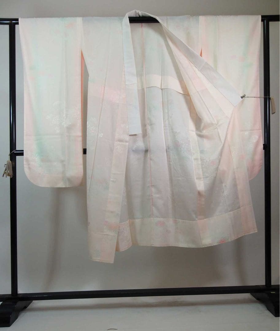 振袖　色無地　(アクアマリン色)と洗える長襦袢の2点セット