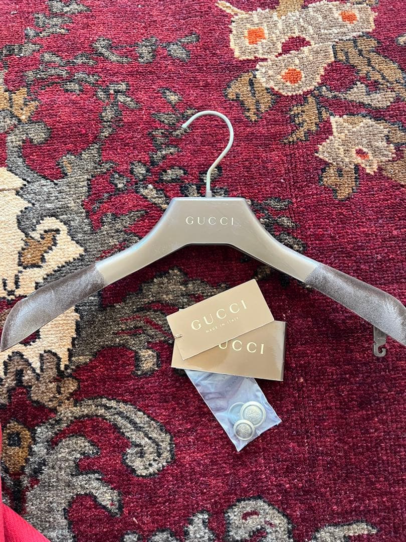 GUCCI 上質ウール　チェスターコート　ピーコート　38 赤　刺繍
