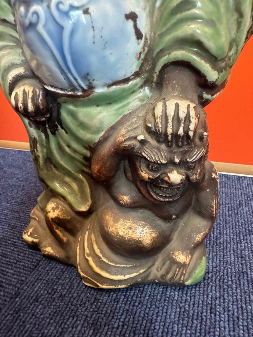 1890  時代物 人物 鍾馗 小鬼 怪獸 古美術 置物