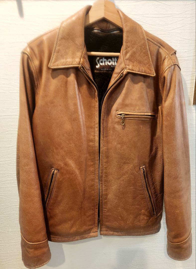 ショット USA製 ボアライナー付き シングル ライダースジャケット レザー