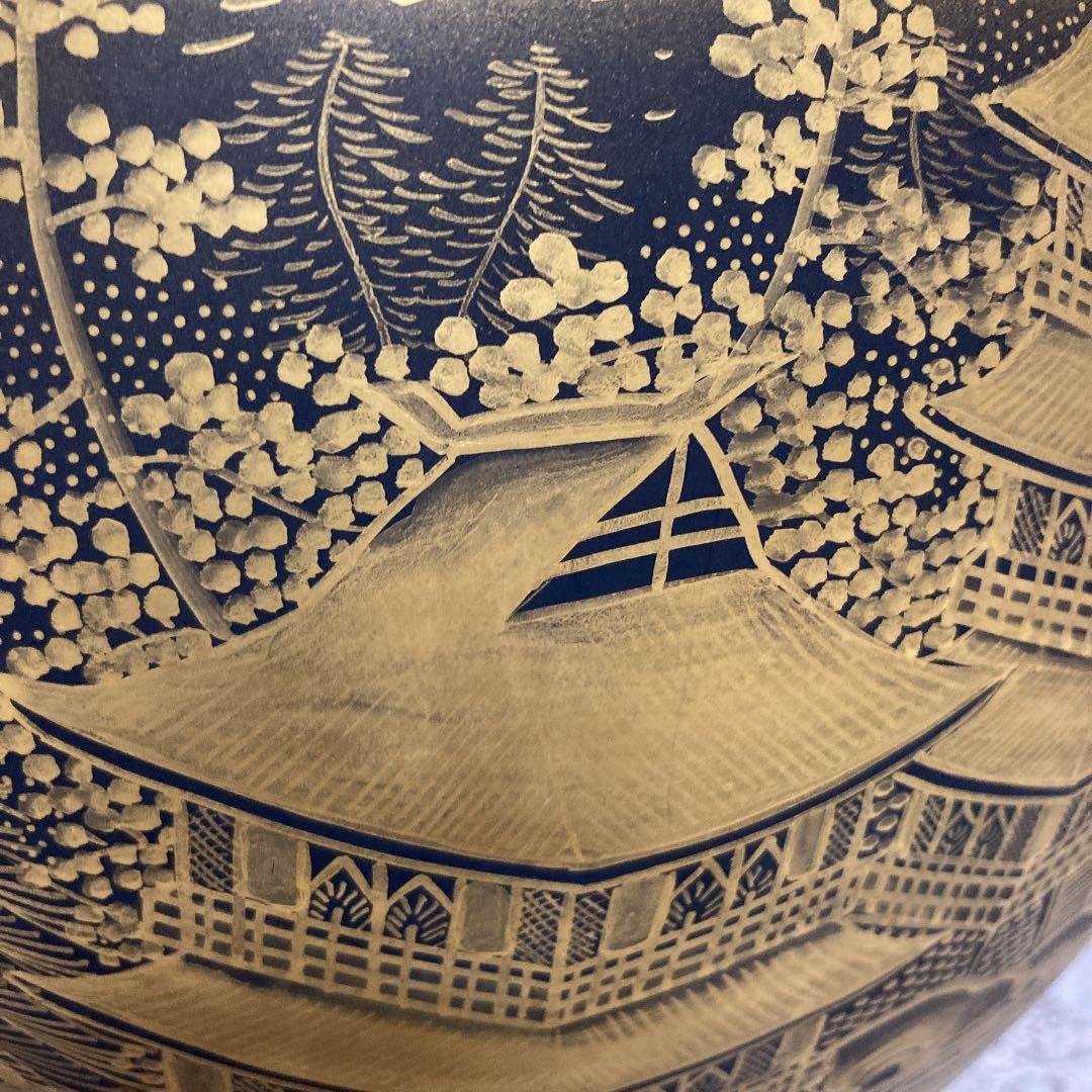 九谷焼　雪山作　金彩色絵　花生　花器日本製