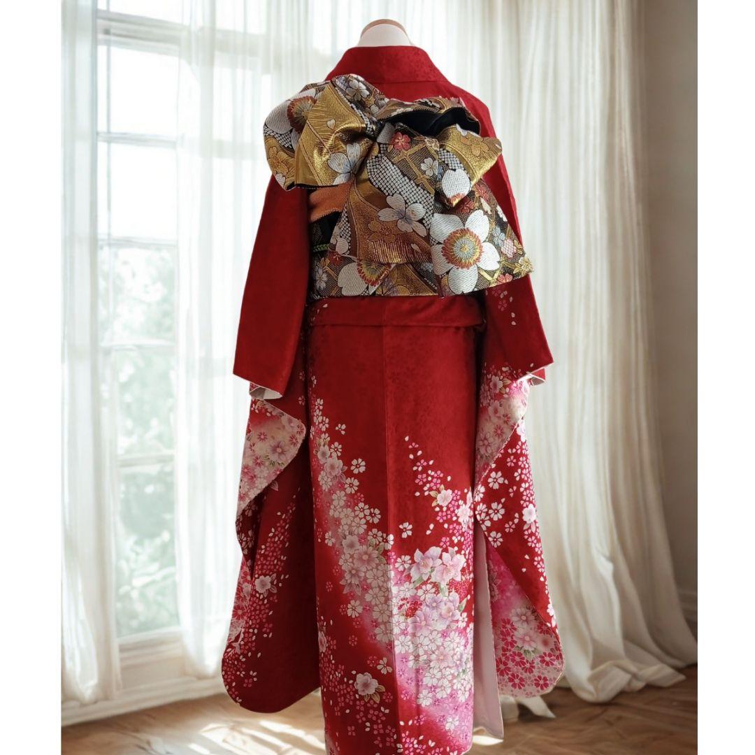 ★新年特価！値下げ★一蔵 正絹赤振袖6点セット｜桜模様入り│成人式・前撮り
