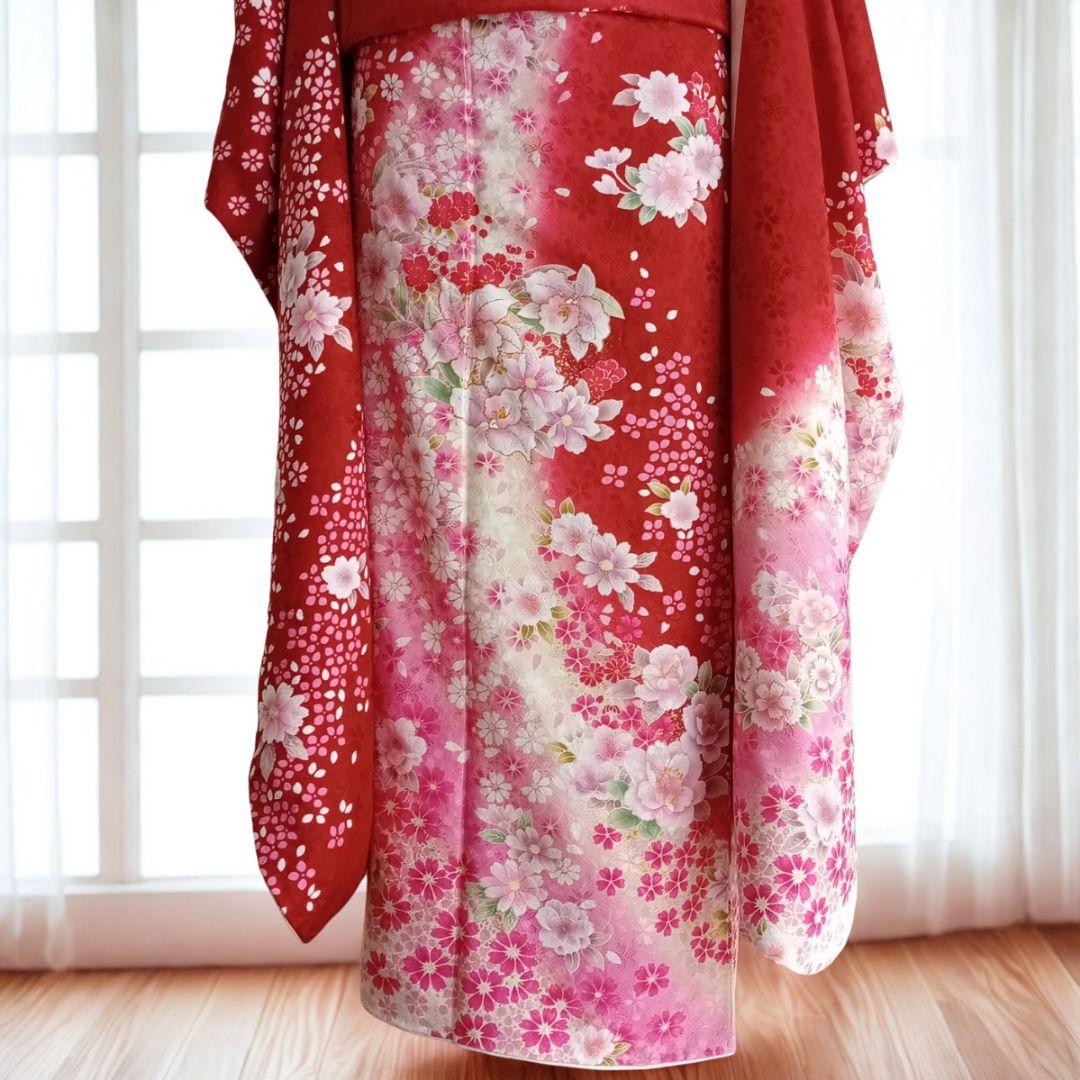 ★新年特価！値下げ★一蔵 正絹赤振袖6点セット｜桜模様入り│成人式・前撮り