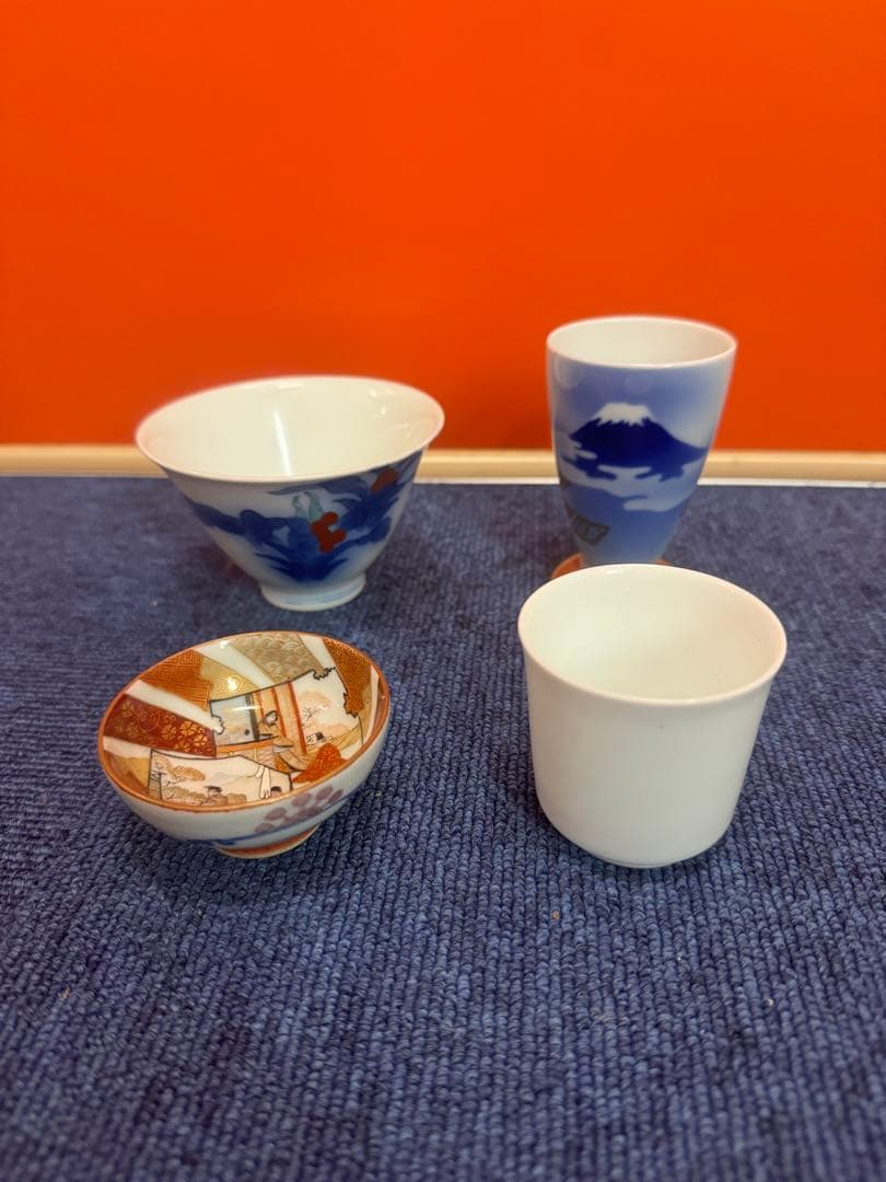 1728 まとめ売り　香蘭社　深川製磁　九谷焼　柿右衞門　湯呑　猪口　4客