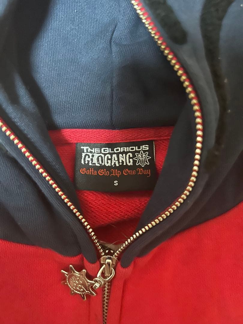 glo gangフード付きパーカー 赤黒