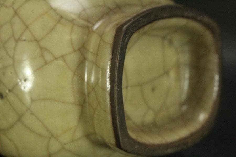 中国美術 哥釉 管耳 瓶 高23.5cm(HA393)