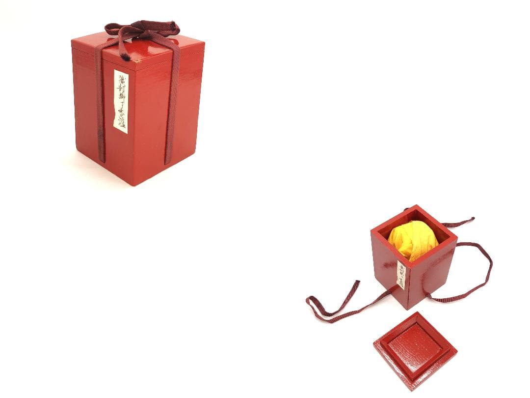 【 織部獅子香炉 】　骨董　漆塗箱付き