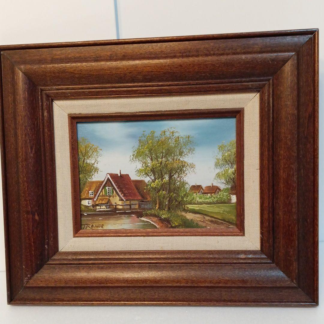 油絵　田園風景 ムーランルージュ カントリーハウス 額縁