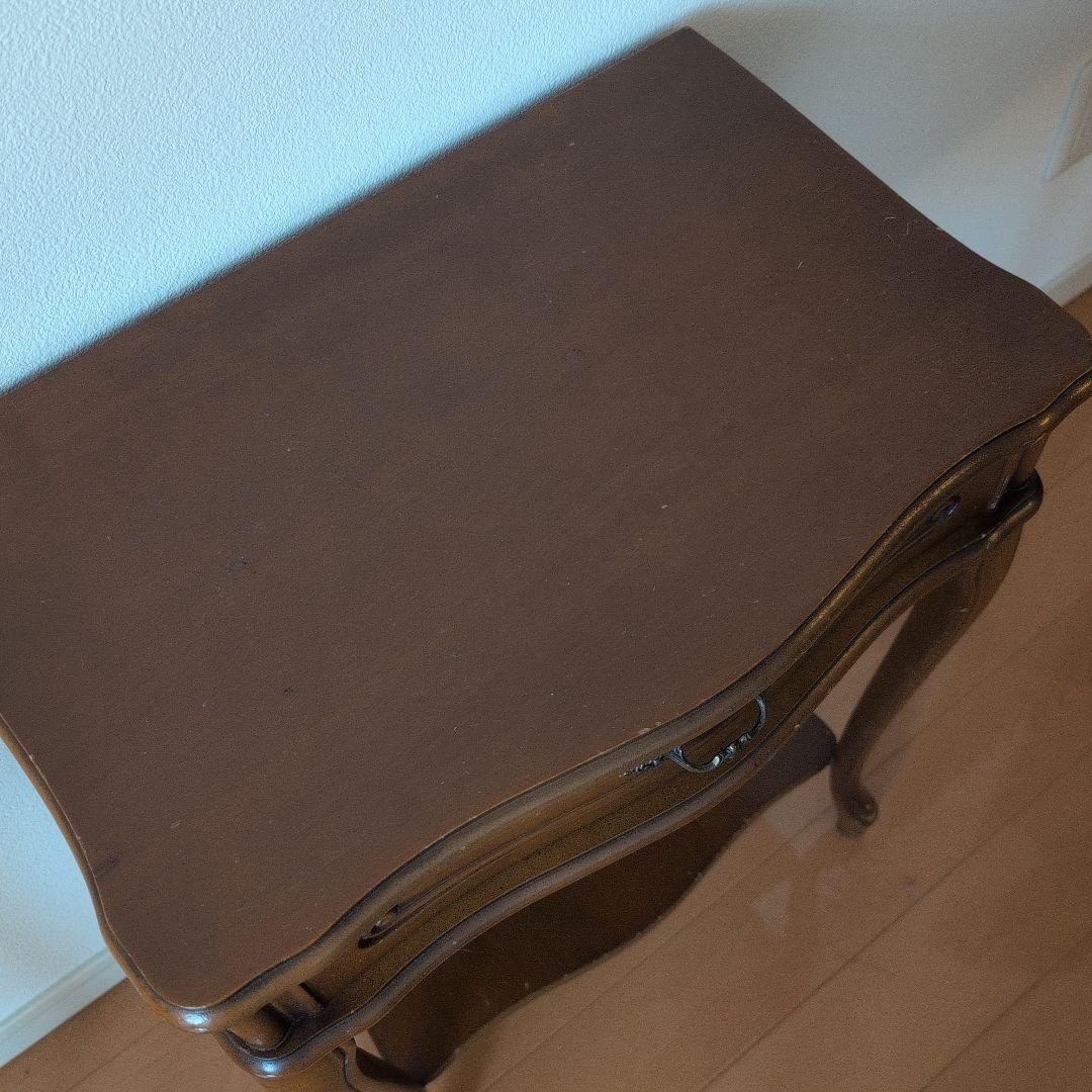 猫脚　クラシック木製サイドテーブル　コンソールテーブル　 引き出し付き