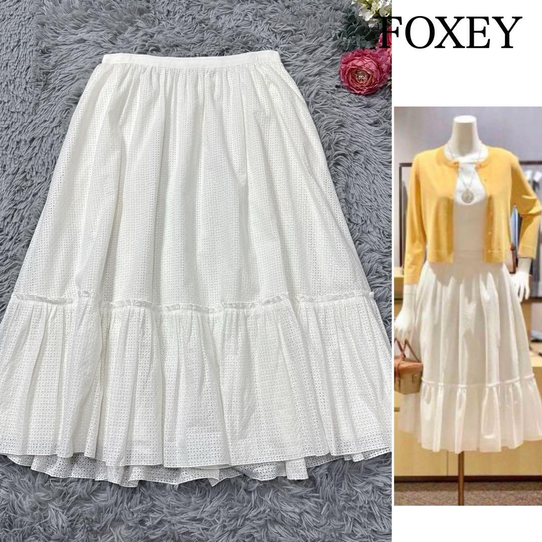極美品✨10万 フォクシー カランコエ レース ティアードフレアスカート 40