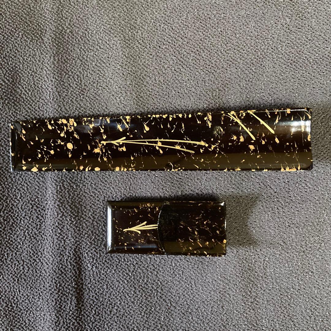 松葉柄　漆塗菓子器揃　ビロードに覆われた木箱入り5品9セット