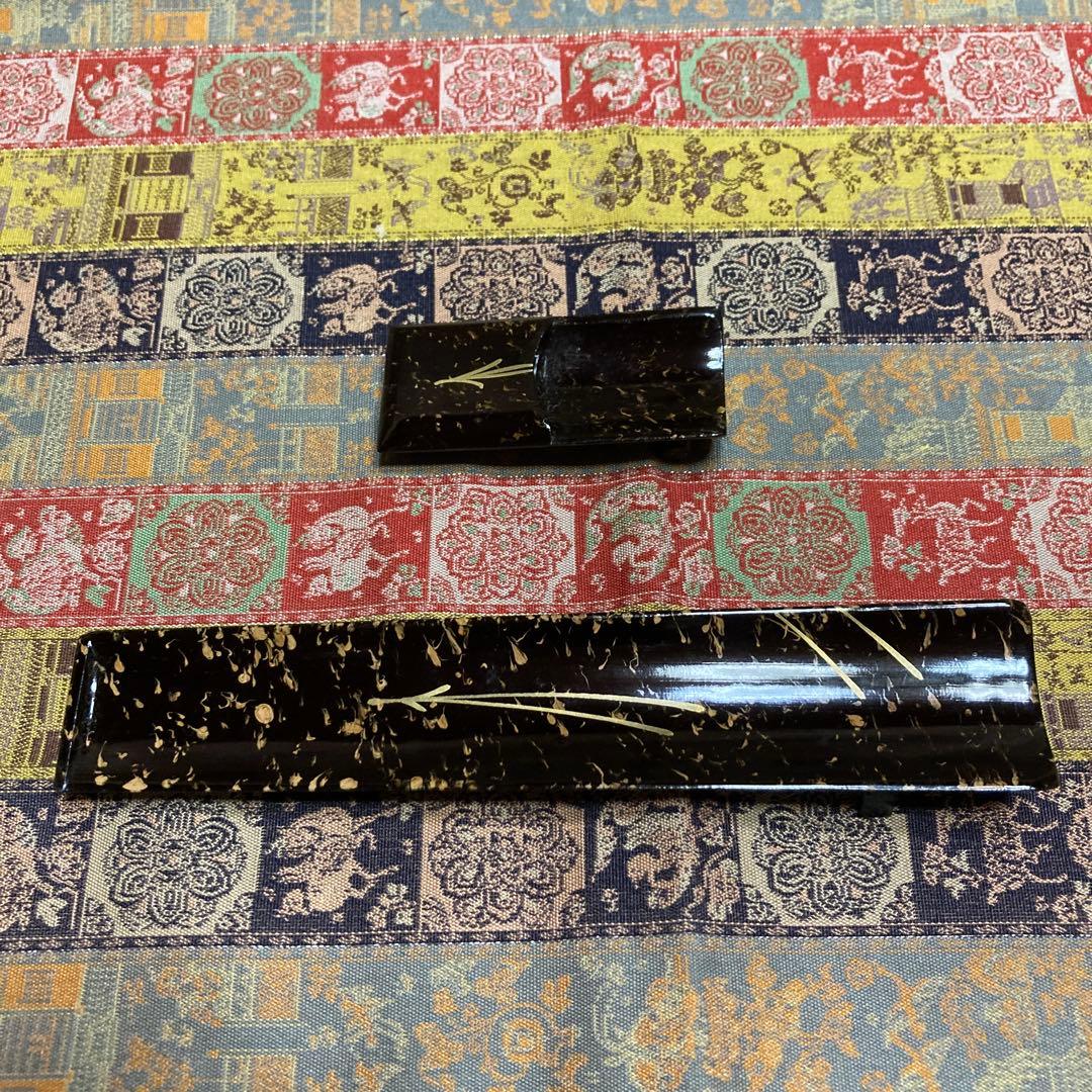 松葉柄　漆塗菓子器揃　ビロードに覆われた木箱入り5品9セット