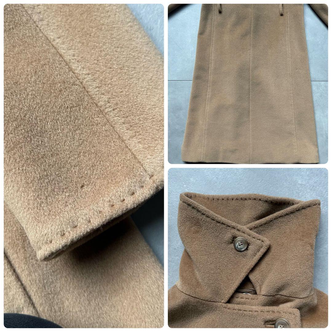 マックスマーラ カシミヤ混 ベルテッドコート チェスター キャメル マキシ丈