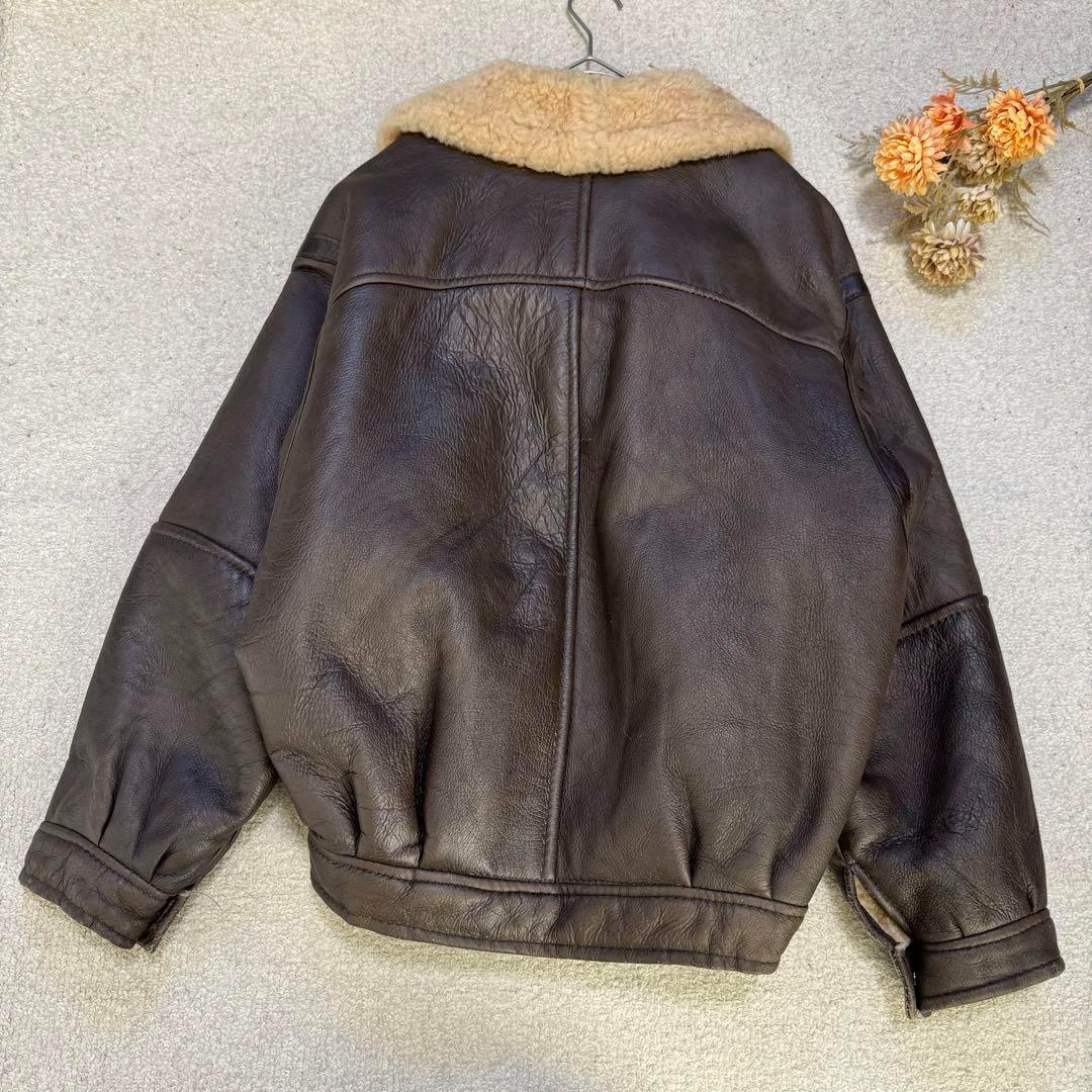 【Lakeland】本革シープスキン　内面ボア　ライダースジャケット　ブラウンS