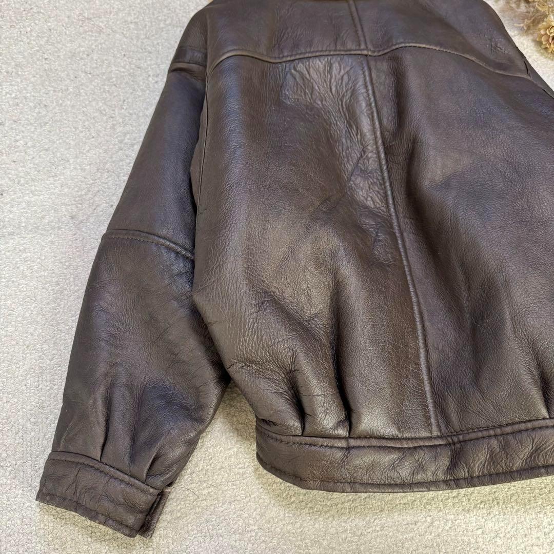 【Lakeland】本革シープスキン　内面ボア　ライダースジャケット　ブラウンS