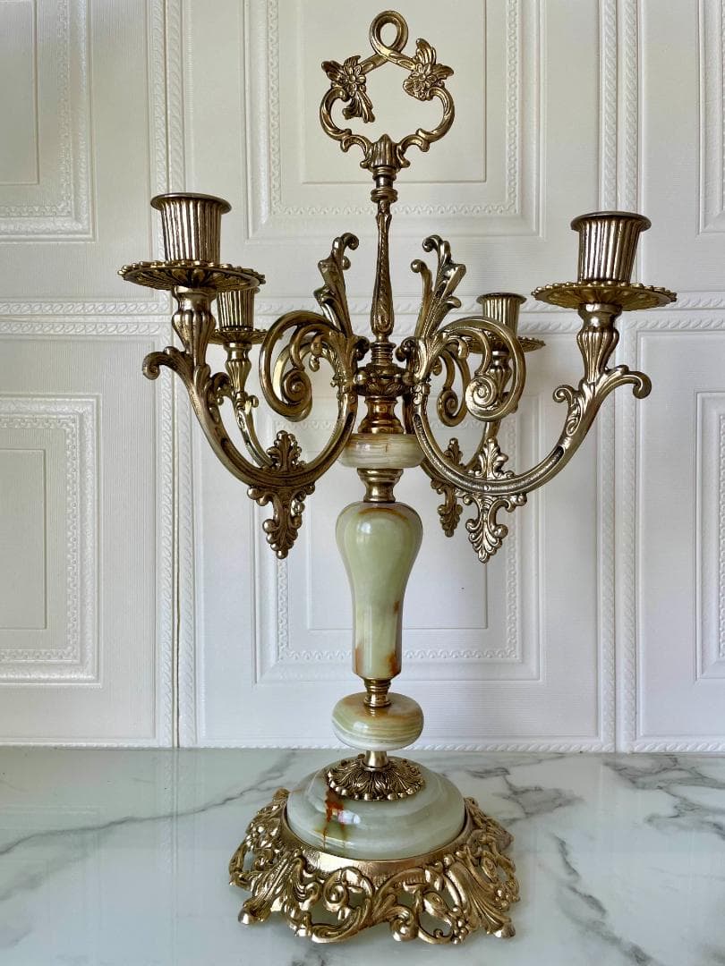 【レア】オニキスキャンドルホルダー ４灯 /ヴィンテージ