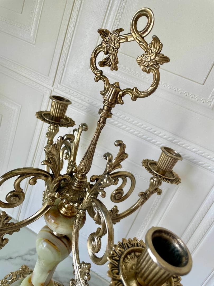 【レア】オニキスキャンドルホルダー ４灯 /ヴィンテージ