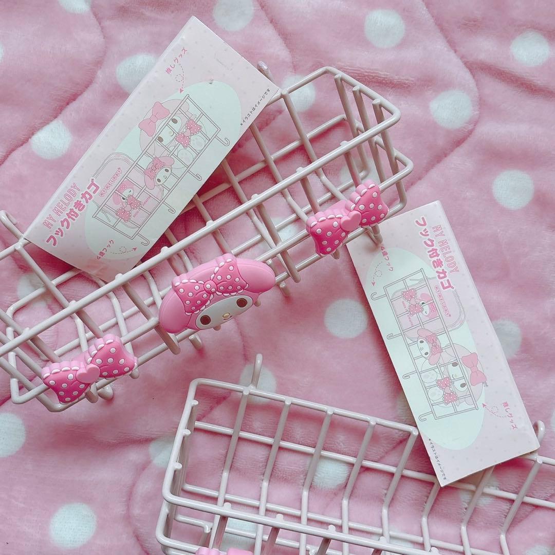 マイメロ 推しをかわいく飾り隊 ワイヤーネット フック付きカゴ マスコットチェア