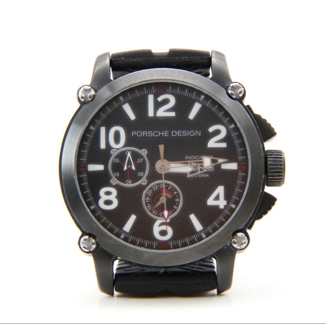 ポルシェデザイン クロノグラフ 黒文字盤 自動巻き ラバーベルト メンズ 腕時計