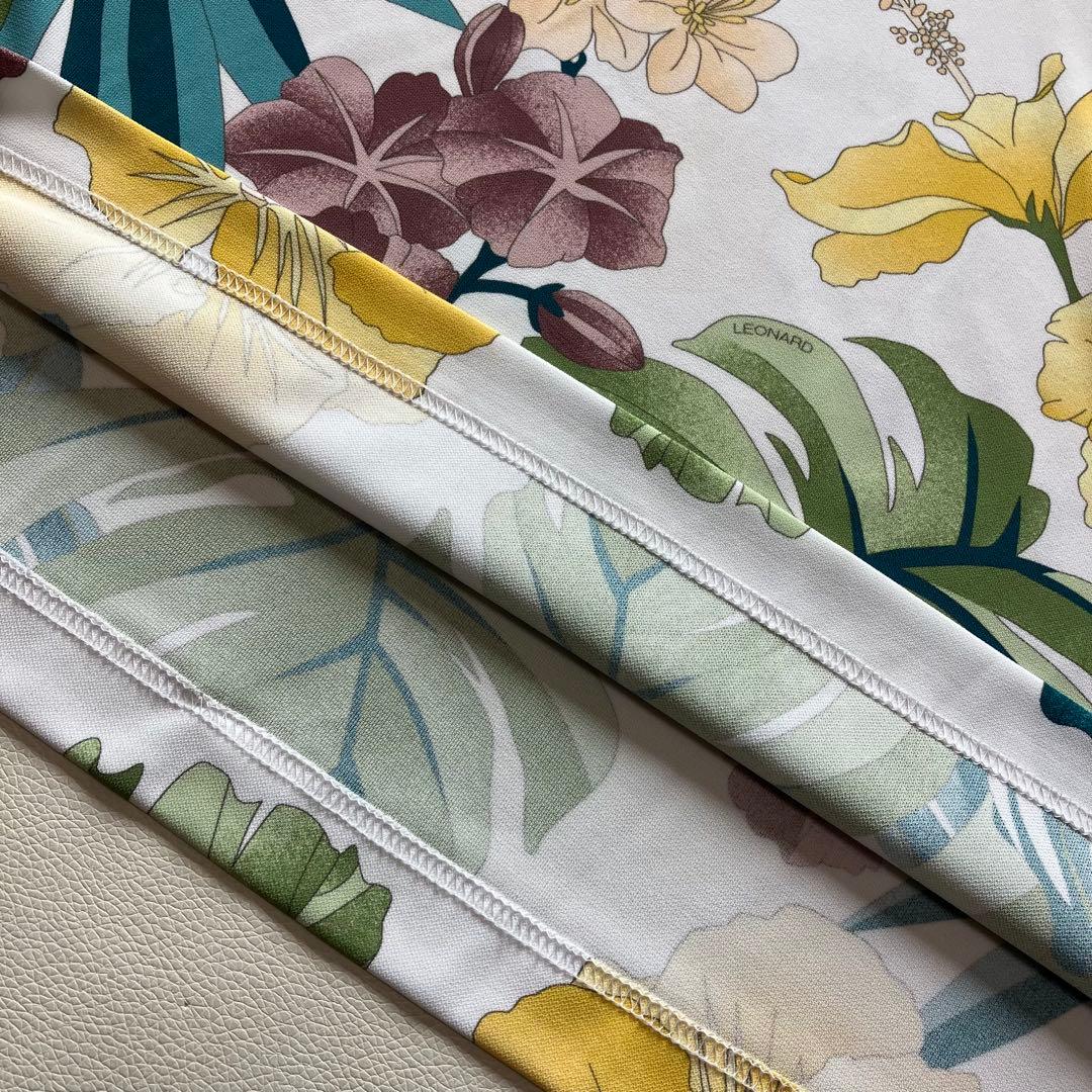 美品　レオナール　ポロシャツ　花柄　鳥　大きいサイズ44