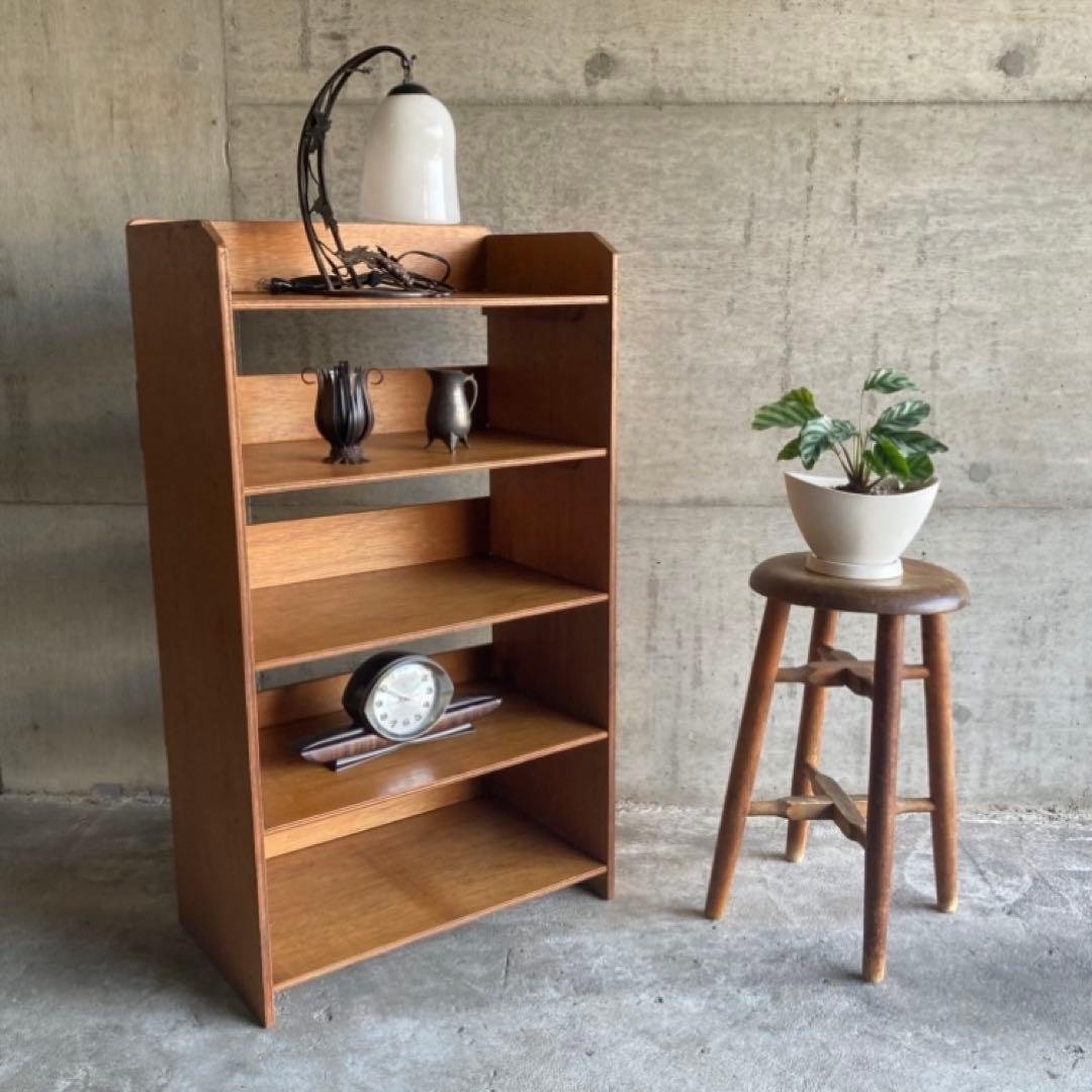オープンシェルフ ラック 本棚 飾り台 置物台 5段 木製 家具 昭和 レトロ