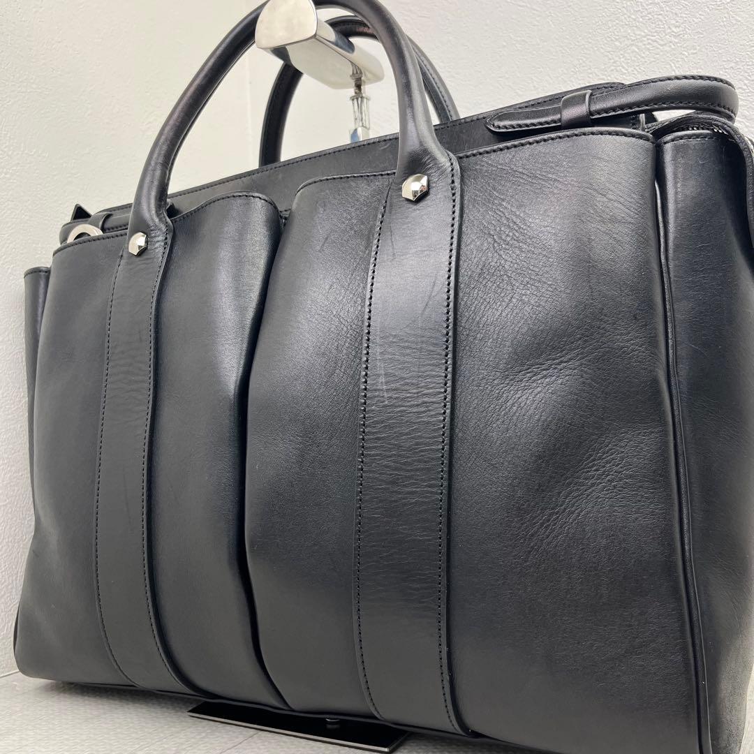 美品✨ 万双 双鞣和地 トートブリーフ ビジネスバッグ ブラック レザー 革