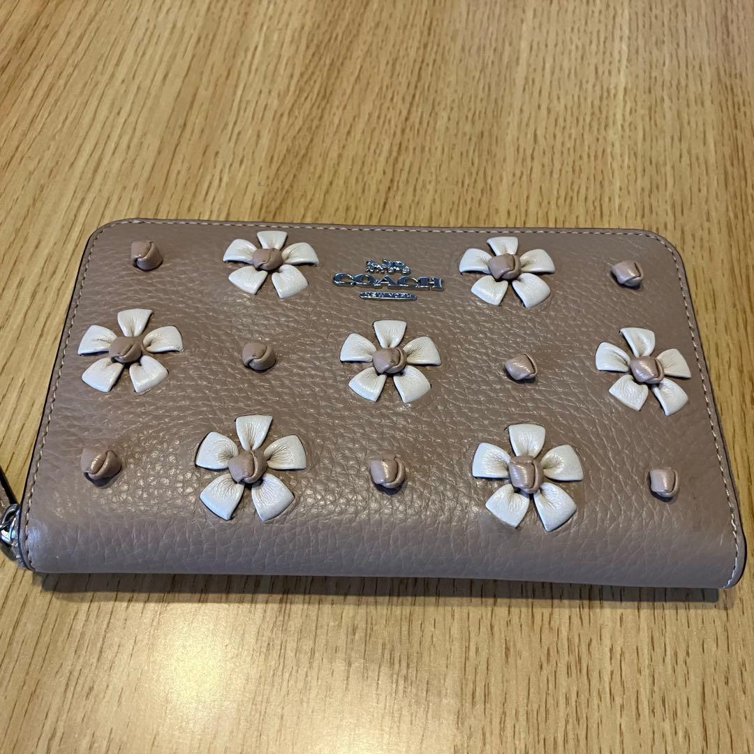 ハイビスカス　COACH ミディアム　ジップウォレットウィズフローラル