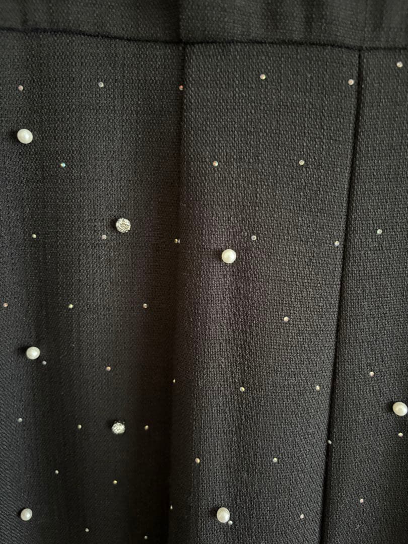 Leja 透け感プリーツフレアスリーブビーズマーメイドシルエットワンピース