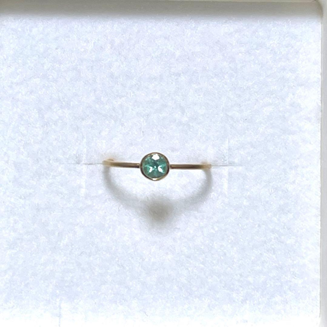 パステルカラーエメラルド　K18 リング　12号