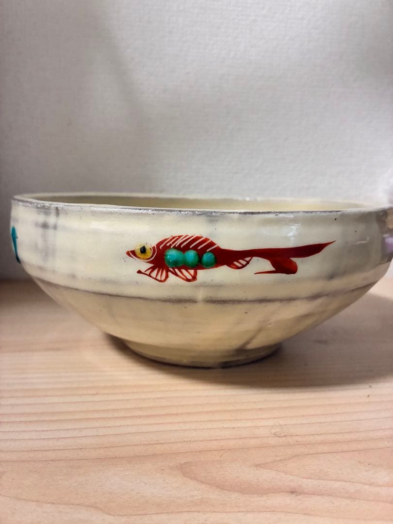 瀧田項一　赤絵鉢　壺屋窯　検）民藝　益子焼　濱田庄司