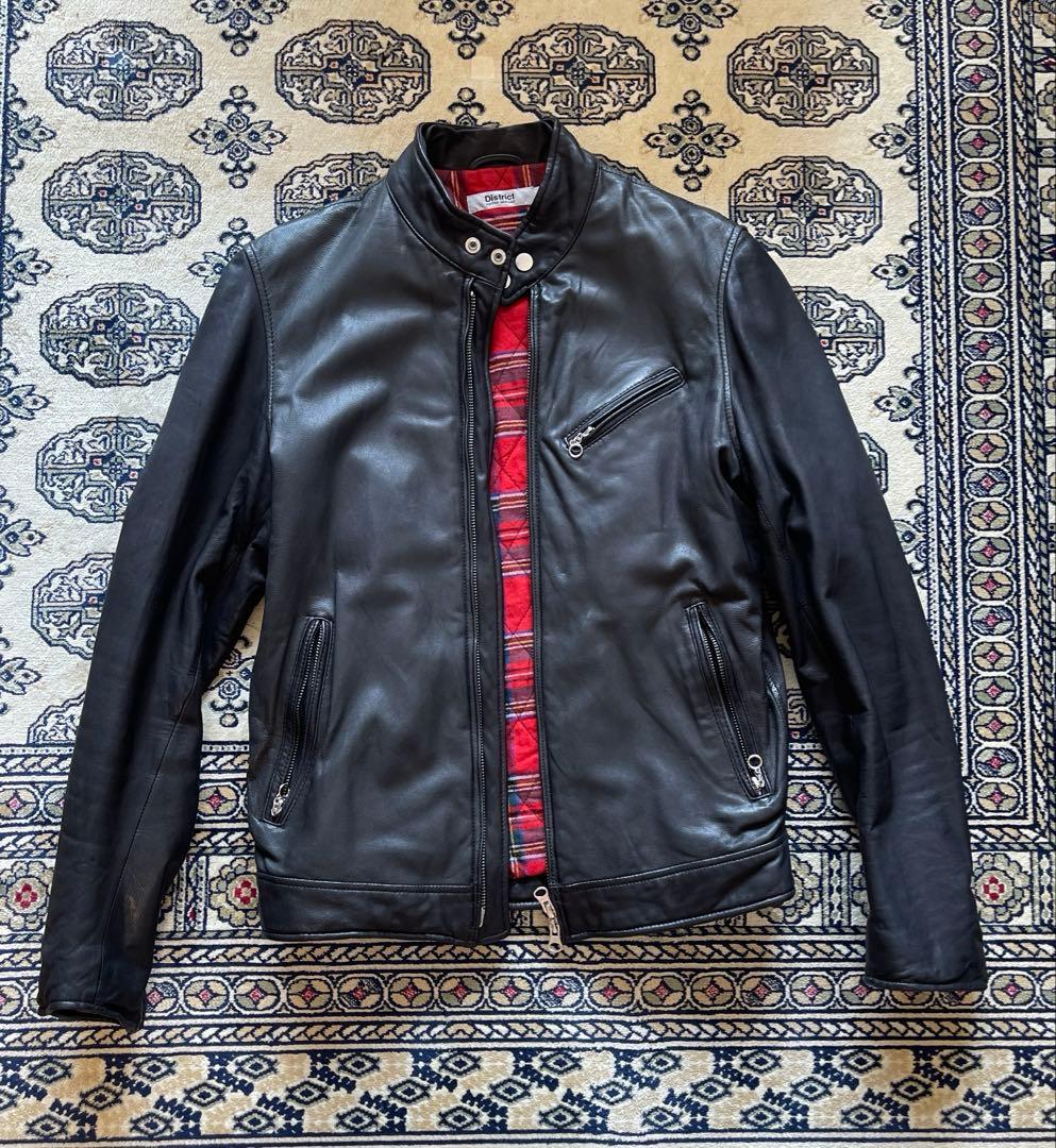 美品　District United Arrows シングルライダースジャケット