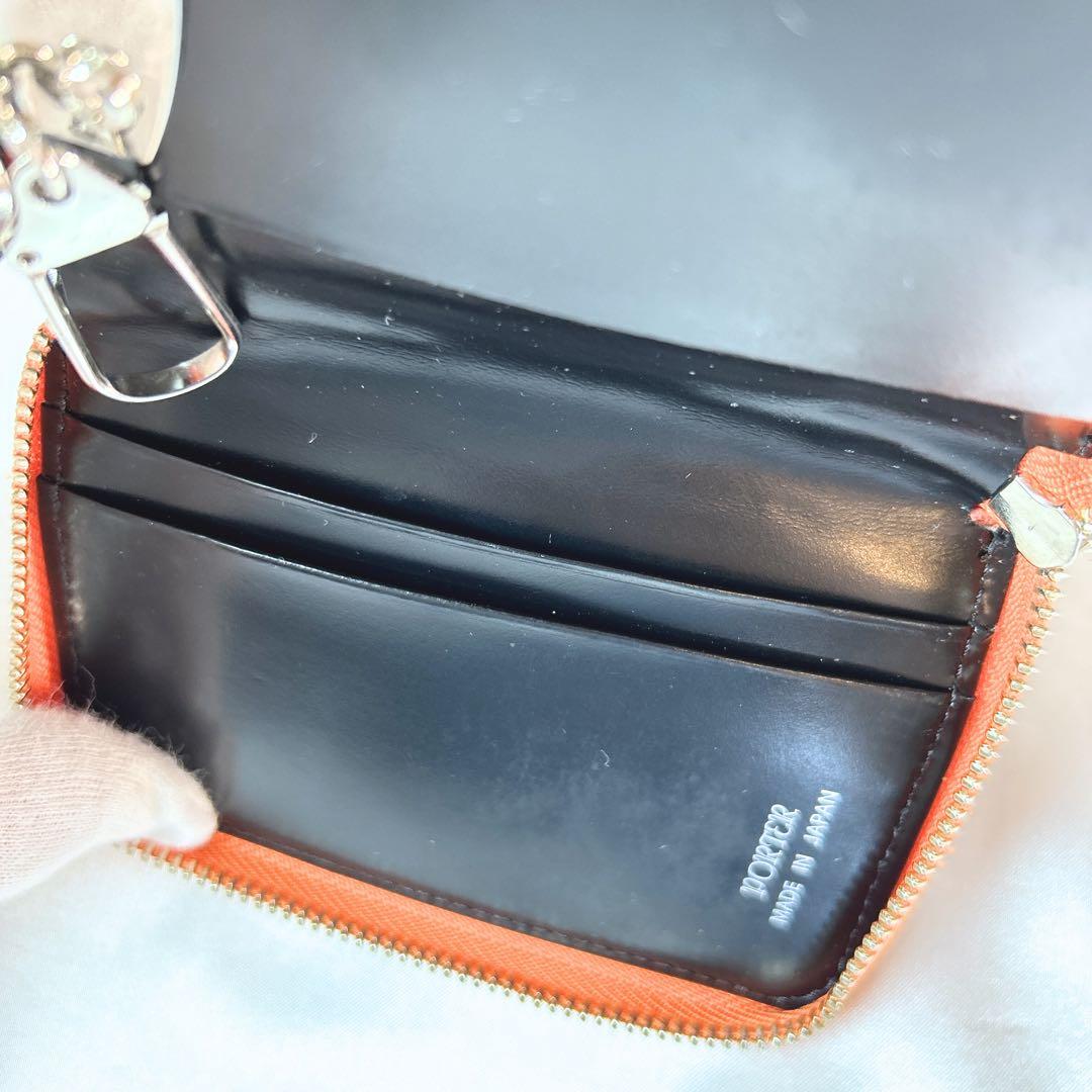 限定品 PORTER 6連 キーケース カードケース ガラスレザー ブラック