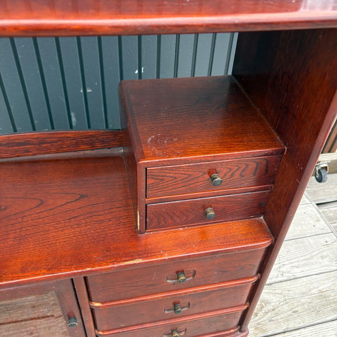 昭和レトロ カリモク 木製 階段型茶棚 サイドボード 飾り棚 コールキャビネット