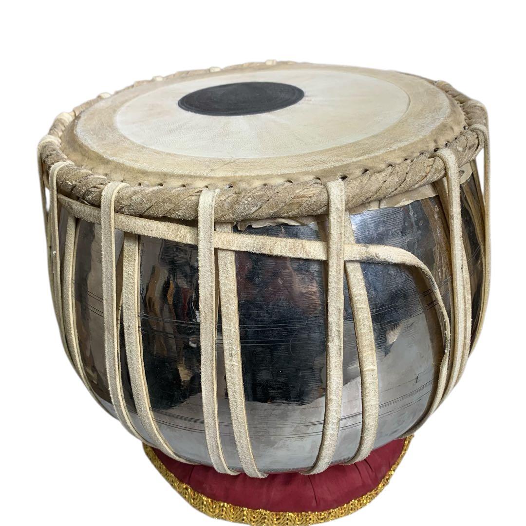 【希少】インド打楽器 タブラ&バヤンセット 台座付き