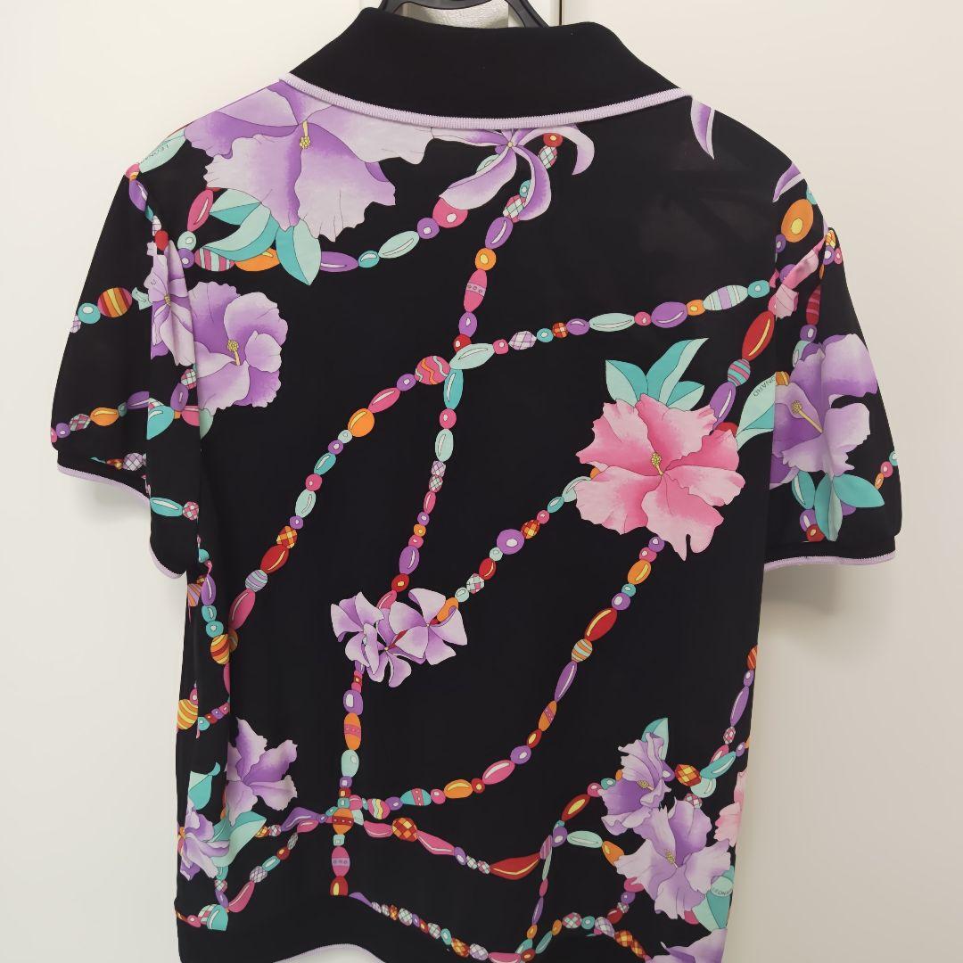 レオナール ポロシャツ ロゴボタン 黒 XL