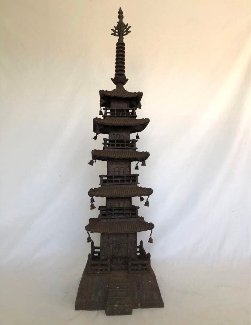錆あり 昭和レトロ 五重の塔 置物 鉄製 ヴィンテージ アンティーク