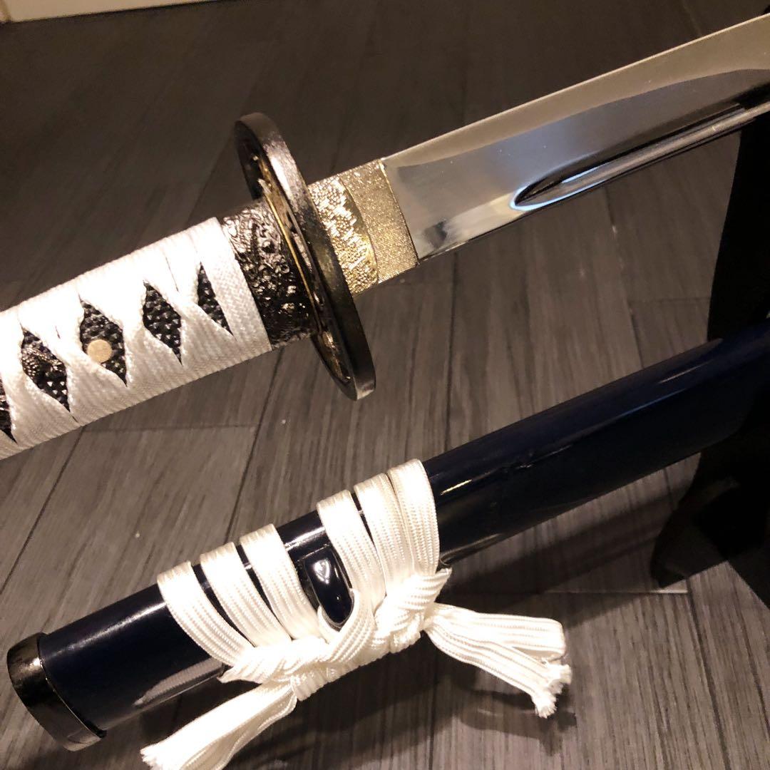 高級模造刀　高級居合刀　樋入り　優勢刃紋刀身　白拵え　亜合金刀身