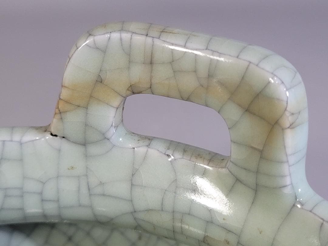 中国美術 哥釉 大香炉 時代物 DT337