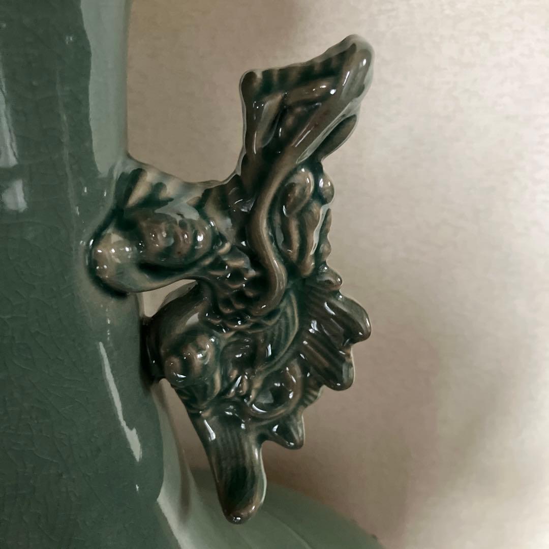 ★大特価【希少•美品】在銘青山作　高麗青磁 特大飾り壺