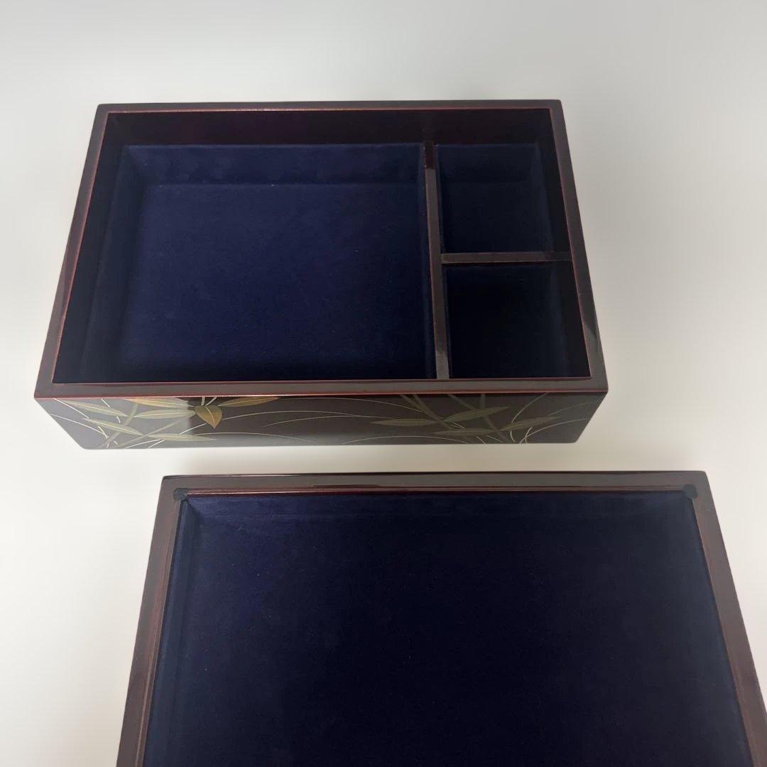 溜うるし塗　竜胆(りんどう)蒔絵　宝石箱　伝統工芸　木曽漆器　栄雅堂　未使用品