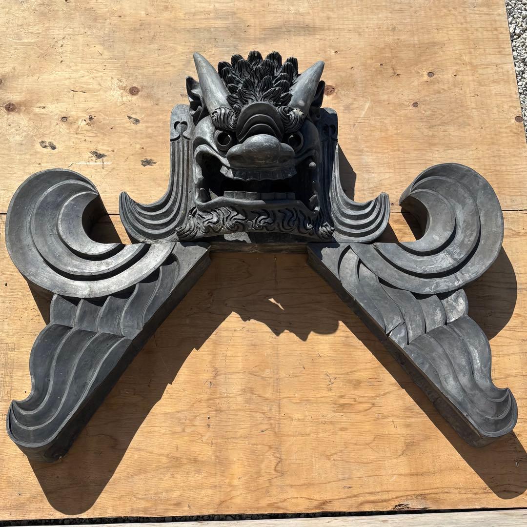 希少品 阿吽鬼面一対 高さ120cm 幅125cm 迫力ある大型鬼瓦 発送相談