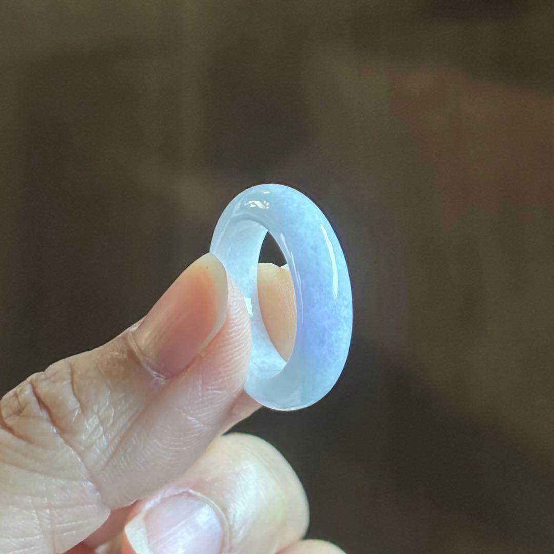 ミャンマー産 天然本翡翠（A貨） ラベンダー色 14号　くり抜きリング