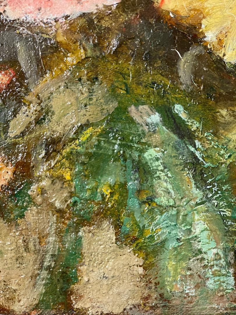 「真作」辻司「牡丹と花嫁」風景画　油彩画　額装　サイン有り　F15号